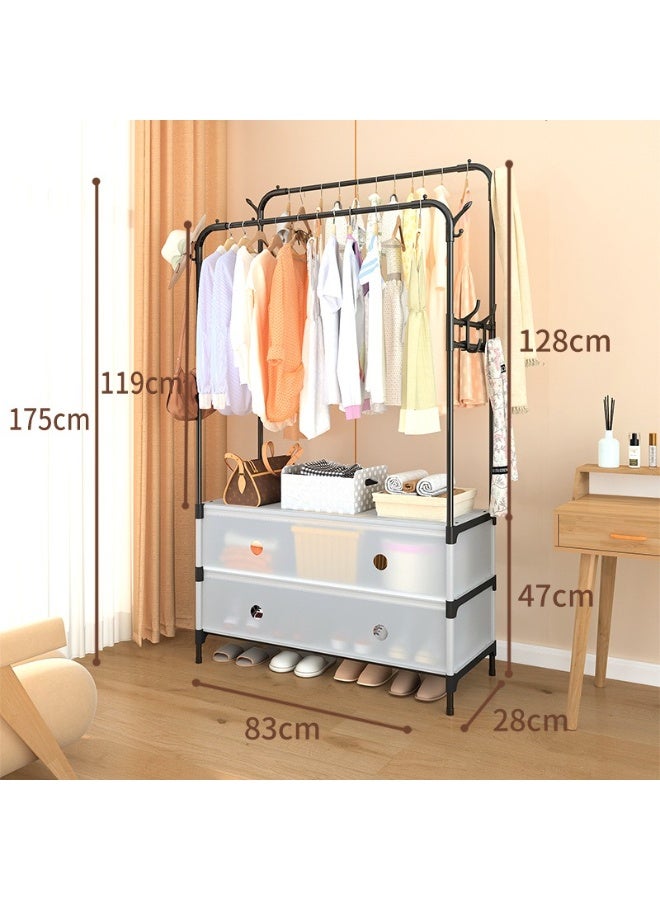 Happy Home Double Clothes Rack with Storage Shelves 83×28×175 cm – Sturdy and Modern Stand for Hanging Clothes, Coats, Dresses, Scarves, and Bags with Bottom Shelves for Shoes and Accessories, Practical Design Ideal for Organizing Bedrooms, Small Rooms, Hallways, or Apartments, Maximizing Space and Keeping Everything Neat-Black - Image 2